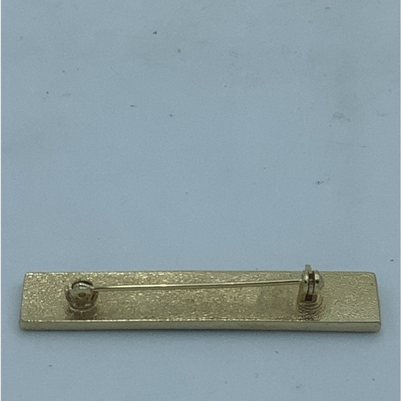 Black and Gold Enamel Bejeweled Bar Pin/Brooch - Picture 5 of 5